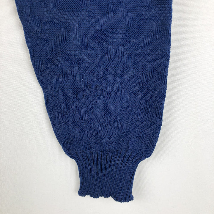 ~90'S SLOVENKA all-over print polo knit sweater, men's size L equivalent, vintage. unclear blue type Vintage Second Hand