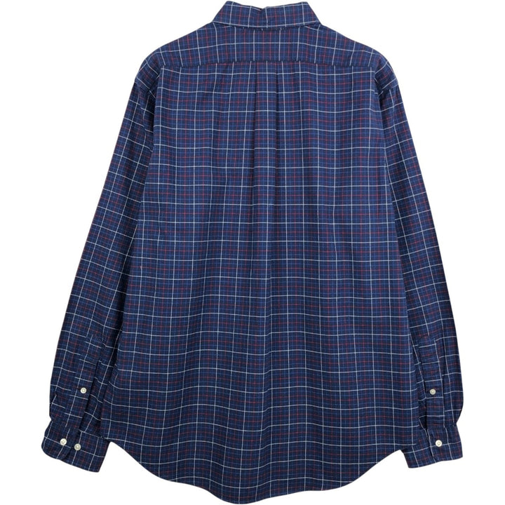 Ralph Lauren Classic Fit Long Sleeve Button Down Check Shirt Men's Size L cotton navy blue type Vintage Second Hand