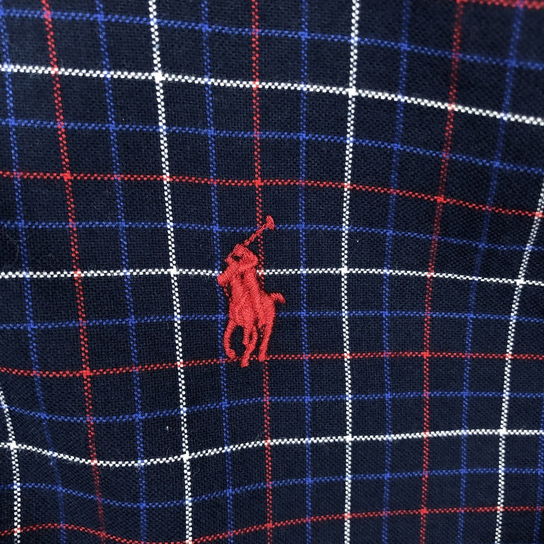 Ralph Lauren Classic Fit Long Sleeve Button Down Check Shirt Men's Size L cotton navy blue type Vintage Second Hand