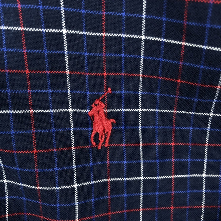 Ralph Lauren Classic Fit Long Sleeve Button Down Check Shirt Men's Size L cotton navy blue type Vintage Second Hand