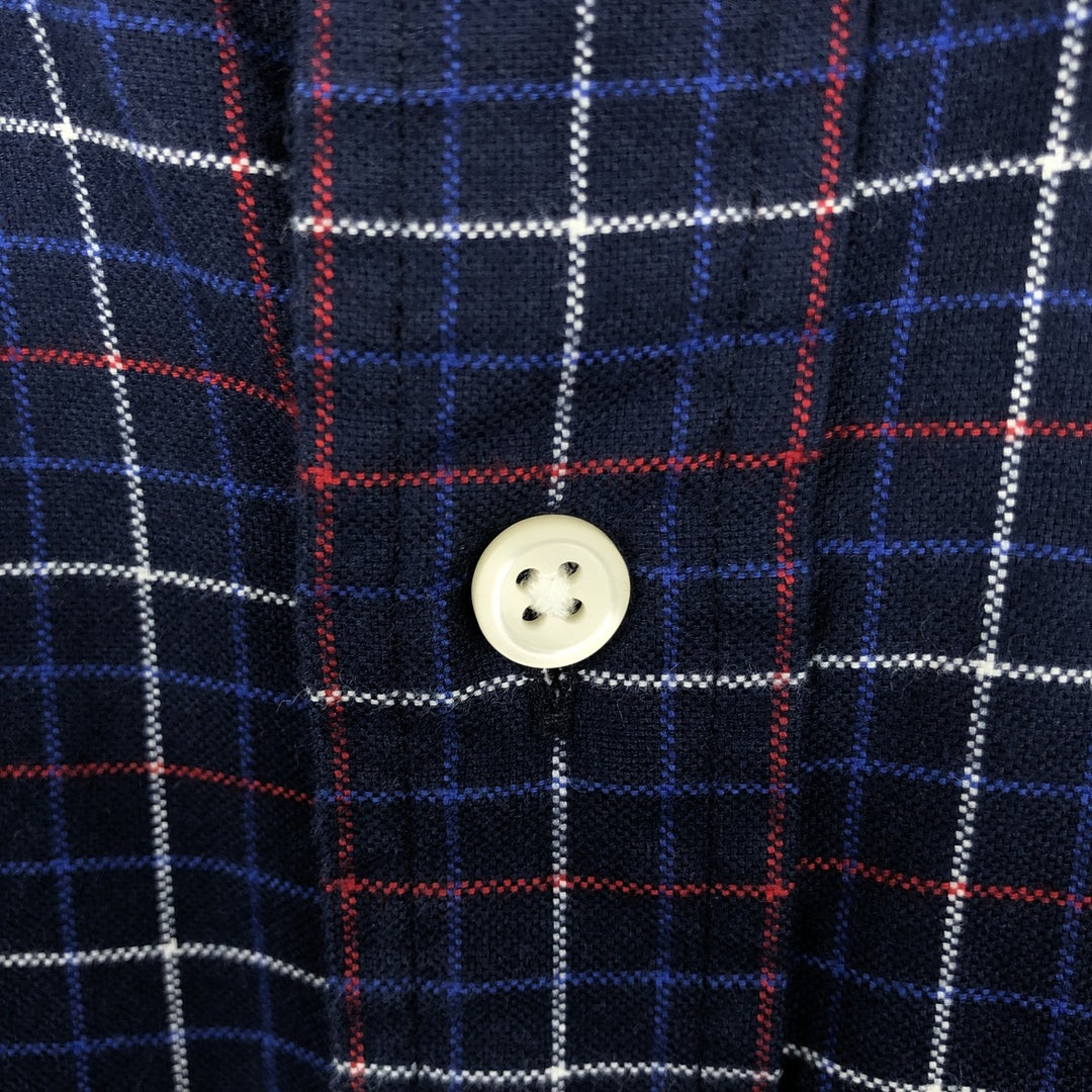 Ralph Lauren Classic Fit Long Sleeve Button Down Check Shirt Men's Size L cotton navy blue type Vintage Second Hand