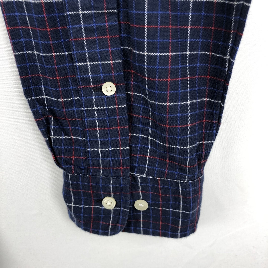 Ralph Lauren Classic Fit Long Sleeve Button Down Check Shirt Men's Size L cotton navy blue type Vintage Second Hand