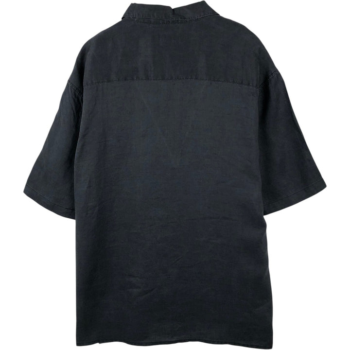 TRUST Short Sleeve Open Collar Linen Shirt, Box Shirt, Men's XL linen black type Vintage Second Hand