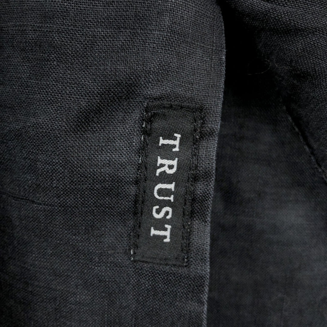 TRUST Short Sleeve Open Collar Linen Shirt, Box Shirt, Men's XL linen black type Vintage Second Hand