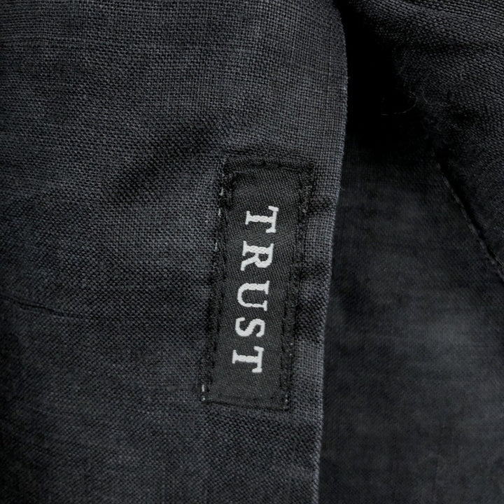 TRUST Short Sleeve Open Collar Linen Shirt, Box Shirt, Men's XL linen black type Vintage Second Hand
