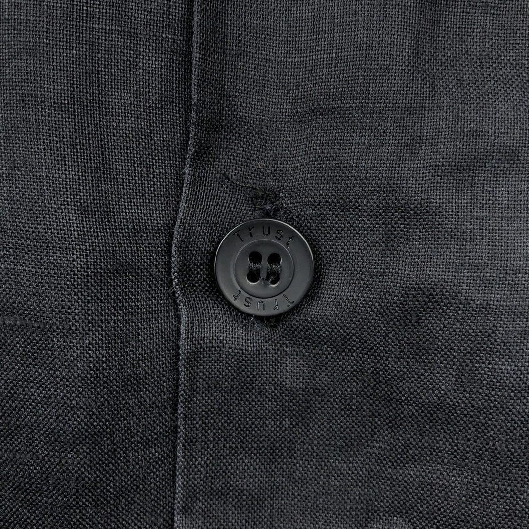 TRUST Short Sleeve Open Collar Linen Shirt, Box Shirt, Men's XL linen black type Vintage Second Hand