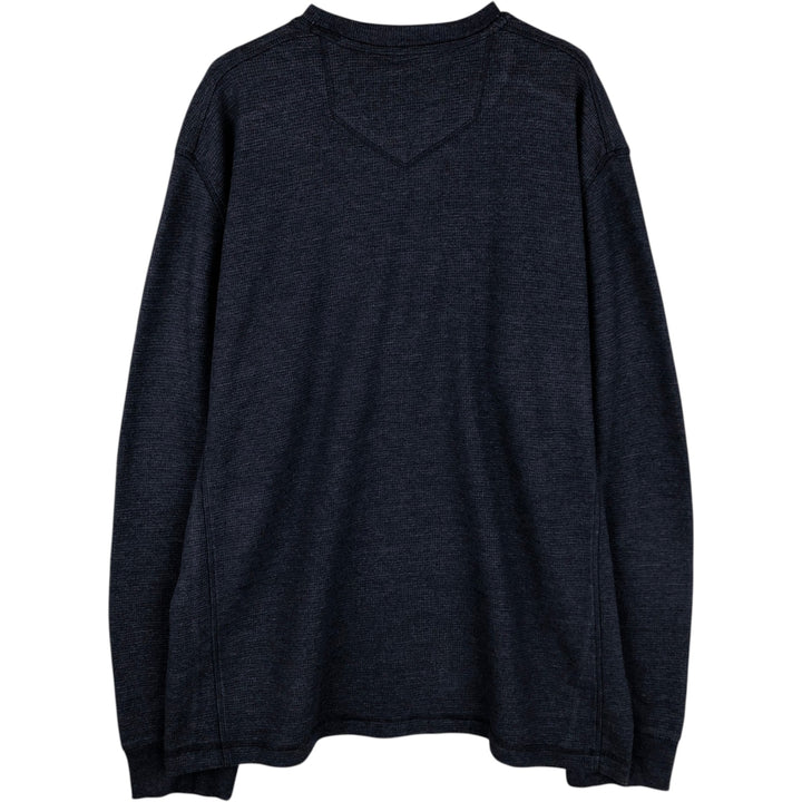 Eddie Bauer Thermal T-Shirt, Waffle, Men's XL cotton navy blue type Vintage Second Hand
