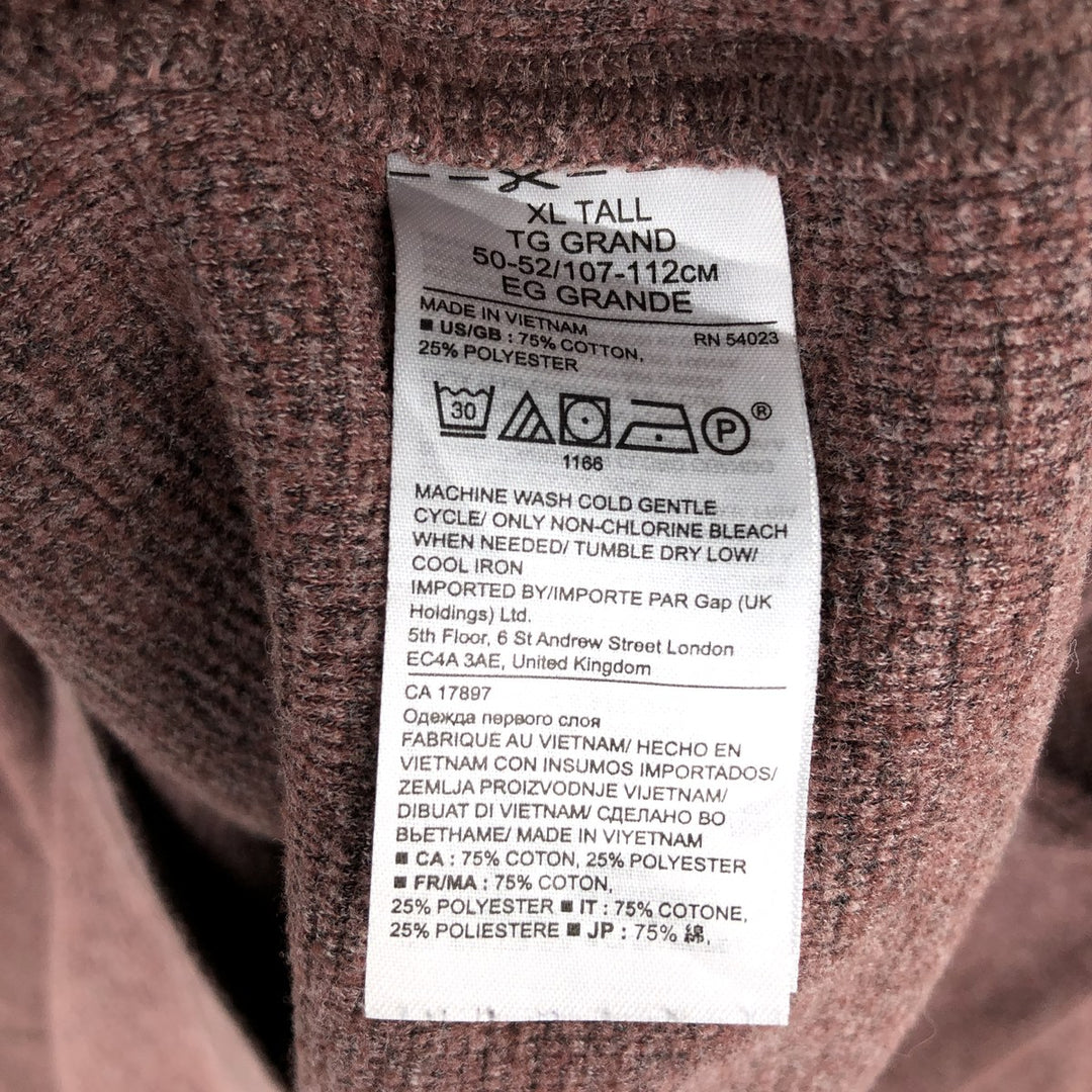 Banana Republic Thermal Long T-Shirt, Men's XL cotton red type reddish brown Vintage Second Hand