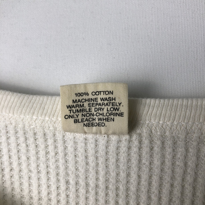 ~90'S NORTHWEST TERRITORY Thermal Long-Sleeve T-Shirt, Waffle Knit, Made in USA, Men's XL equivalent, Vintage cotton white type Vintage Second Hand