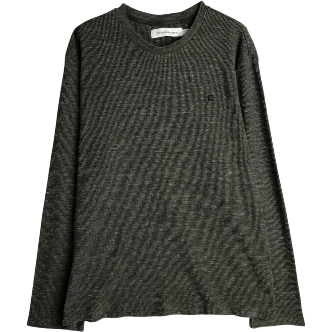 2000'S Calvin Klein JEANS Thermal Long T-Shirt, Men's XXL equivalent. cotton Khaki type Vintage Second Hand