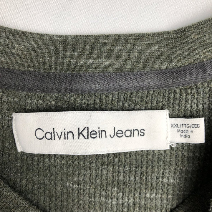 2000'S Calvin Klein JEANS Thermal Long T-Shirt, Men's XXL equivalent. cotton Khaki type Vintage Second Hand