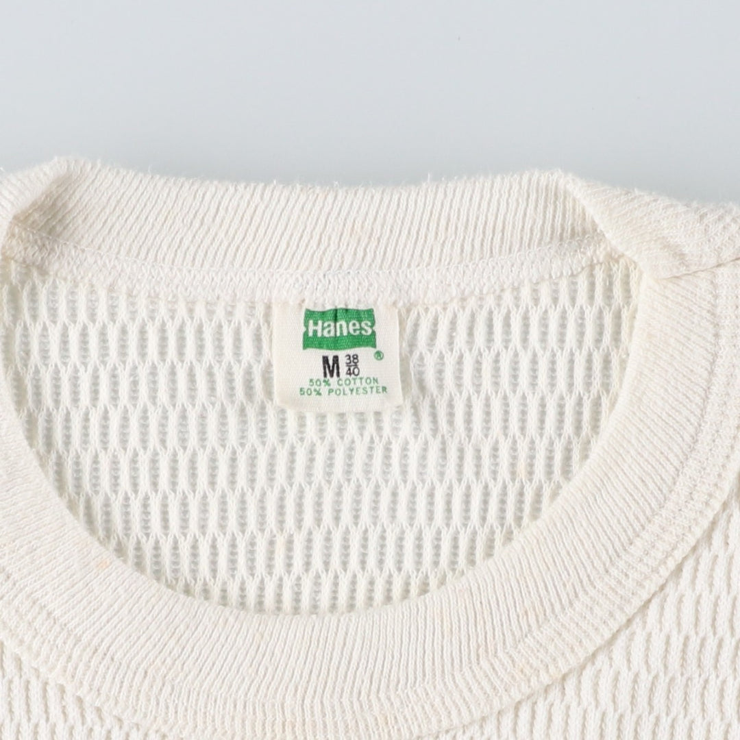 70s-80'S Hanes Thermal Long-Sleeve T-Shirt, Honeycomb Pattern, Men's Size M (Equivalent), Vintage cotton ivory Vintage Second Hand