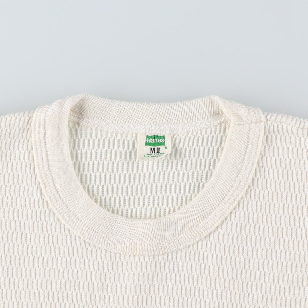 70s-80'S Hanes Thermal Long-Sleeve T-Shirt, Honeycomb Pattern, Men's Size M (Equivalent), Vintage cotton ivory Vintage Second Hand