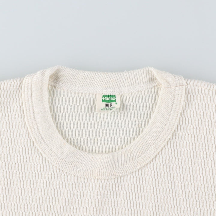 70s-80'S Hanes Thermal Long-Sleeve T-Shirt, Honeycomb Pattern, Men's Size M (Equivalent), Vintage cotton ivory Vintage Second Hand