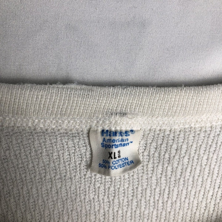 70s-80'S Hanes American Sportsman Thermal Long-Sleeve T-Shirt, Made in USA, Men's XL equivalent, Vintage cotton white type Vintage Second Hand