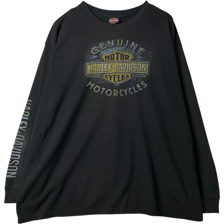 Harley-Davidson Skull Pattern Thermal Long T-Shirt, Honeycomb, Men's XXL unclear black type Vintage Second Hand