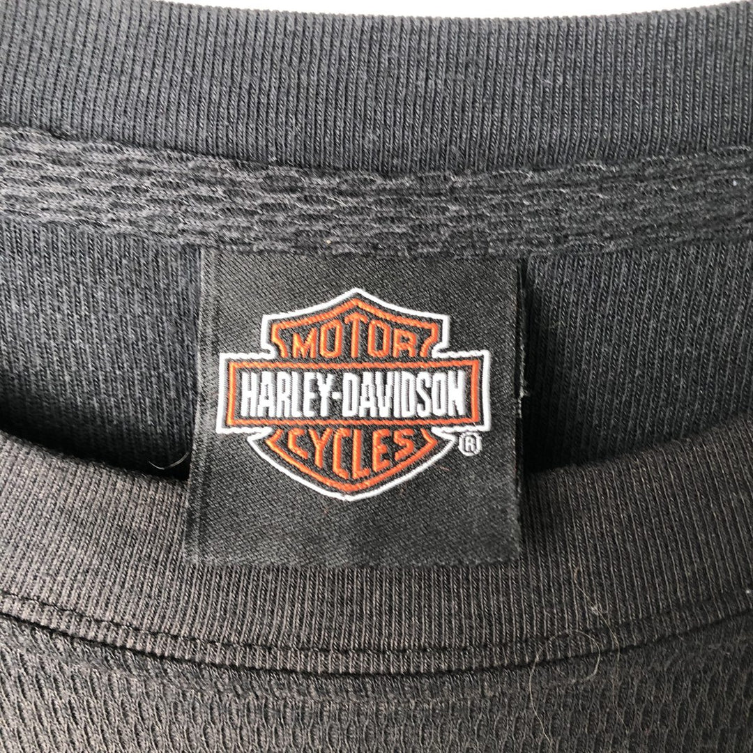 Harley-Davidson Skull Pattern Thermal Long T-Shirt, Honeycomb, Men's XXL unclear black type Vintage Second Hand