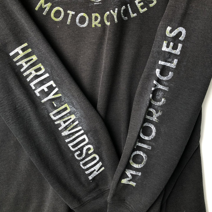 Harley-Davidson Skull Pattern Thermal Long T-Shirt, Honeycomb, Men's XXL unclear black type Vintage Second Hand