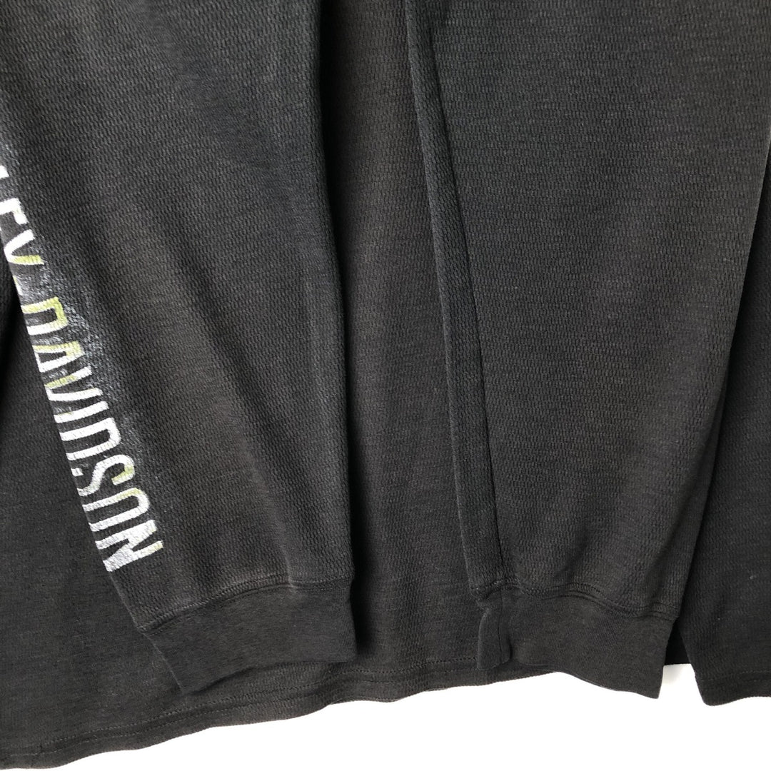 Harley-Davidson Skull Pattern Thermal Long T-Shirt, Honeycomb, Men's XXL unclear black type Vintage Second Hand