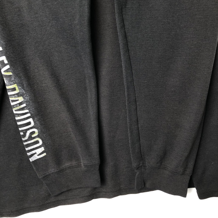 Harley-Davidson Skull Pattern Thermal Long T-Shirt, Honeycomb, Men's XXL unclear black type Vintage Second Hand