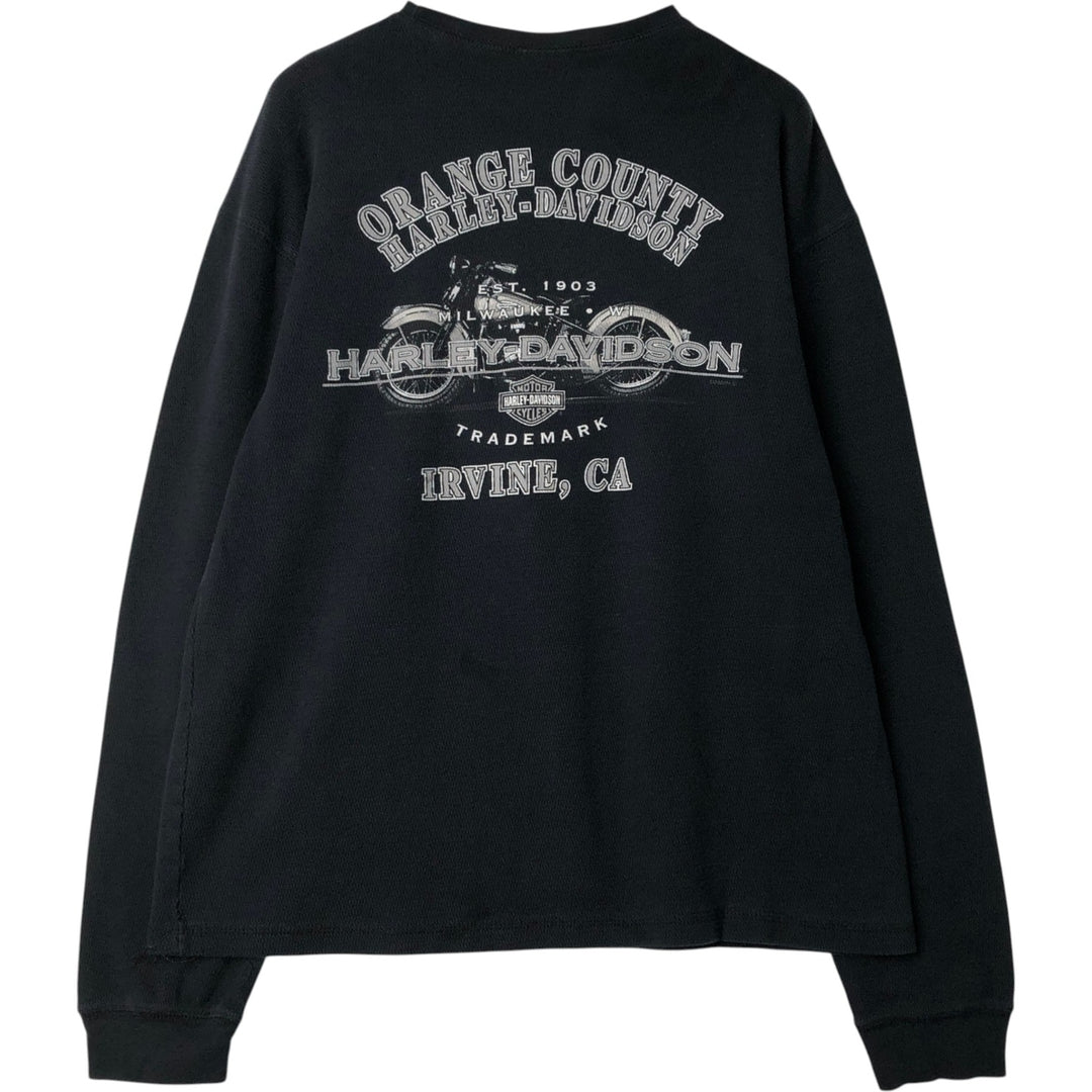 Harley-Davidson Motorcycle Tribal Thermal Long-Sleeve T-Shirt Honeycomb Pattern, Men's Size M (approx.) unclear black type Vintage Second Hand