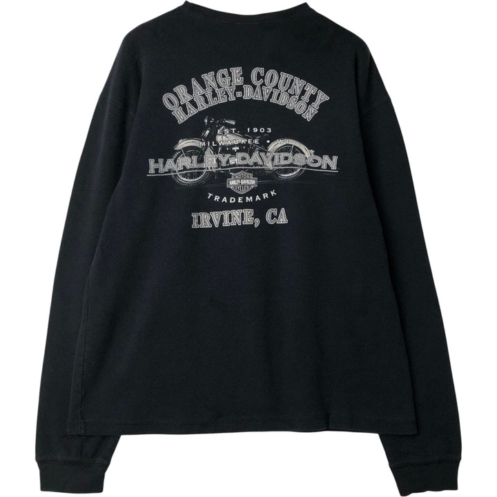 Harley-Davidson Motorcycle Tribal Thermal Long-Sleeve T-Shirt Honeycomb Pattern, Men's Size M (approx.) unclear black type Vintage Second Hand