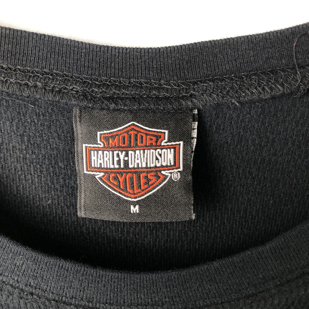 Harley-Davidson Motorcycle Tribal Thermal Long-Sleeve T-Shirt Honeycomb Pattern, Men's Size M (approx.) unclear black type Vintage Second Hand