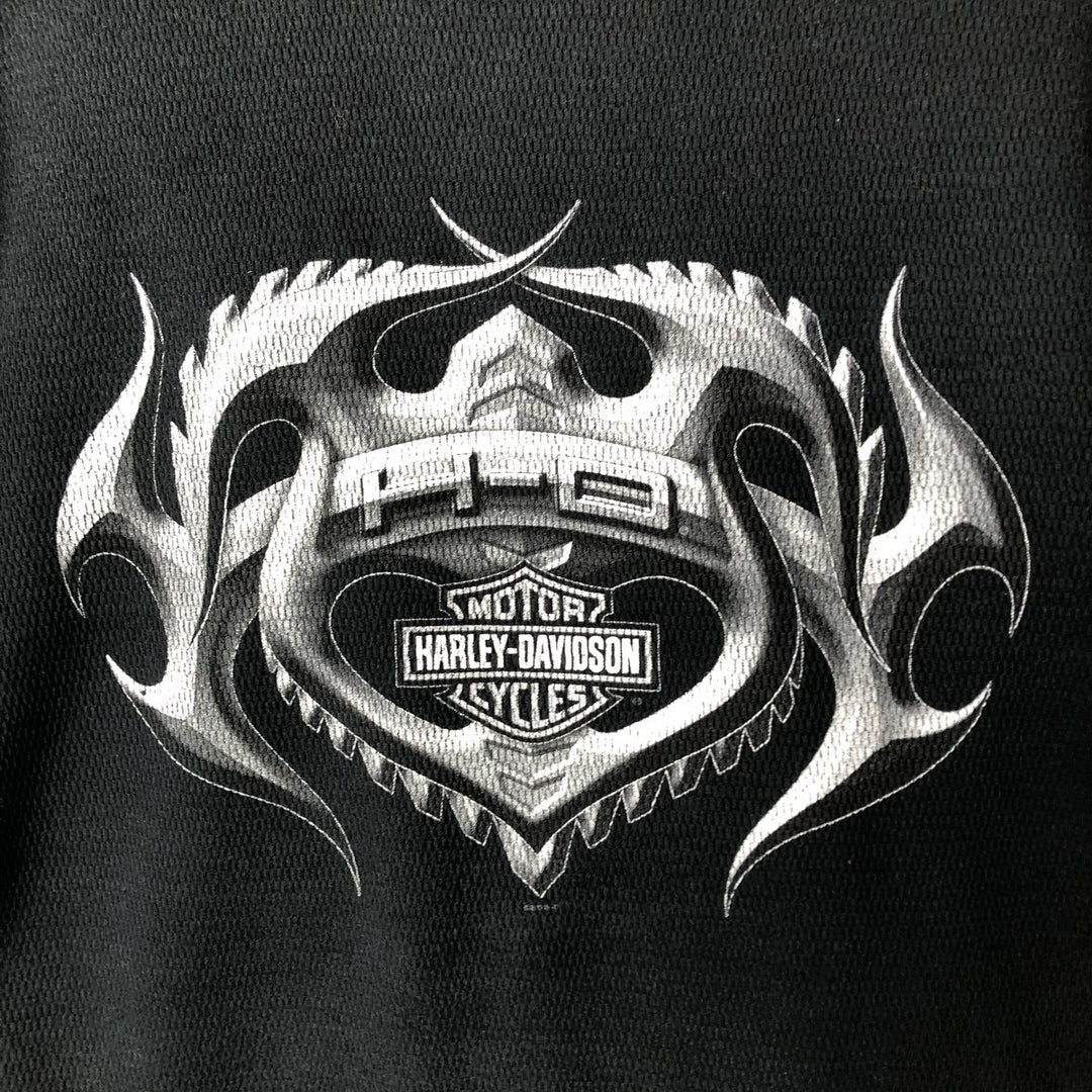 Harley-Davidson Motorcycle Tribal Thermal Long-Sleeve T-Shirt Honeycomb Pattern, Men's Size M (approx.) unclear black type Vintage Second Hand