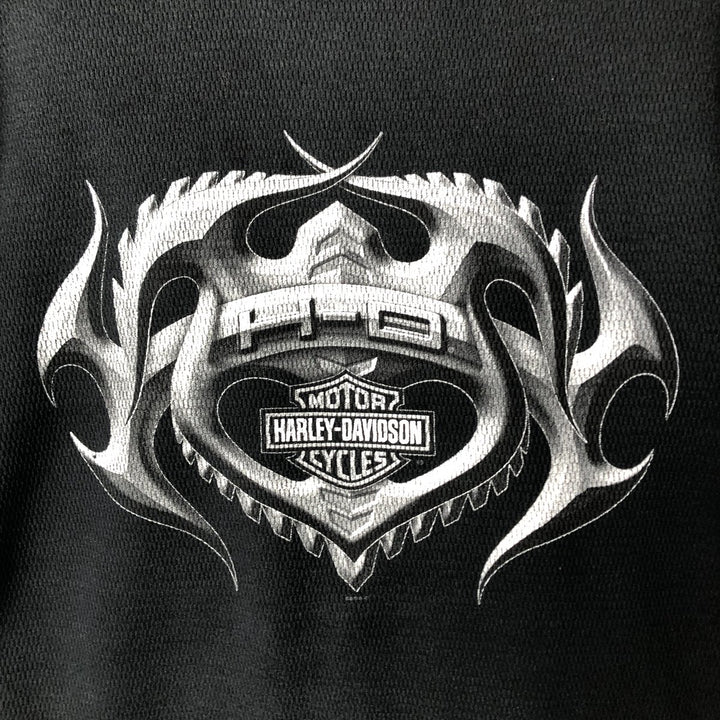 Harley-Davidson Motorcycle Tribal Thermal Long-Sleeve T-Shirt Honeycomb Pattern, Men's Size M (approx.) unclear black type Vintage Second Hand