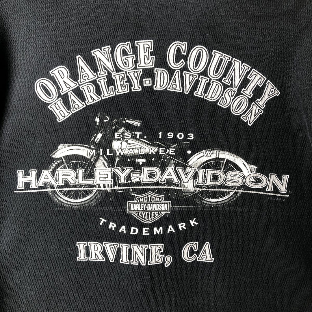 Harley-Davidson Motorcycle Tribal Thermal Long-Sleeve T-Shirt Honeycomb Pattern, Men's Size M (approx.) unclear black type Vintage Second Hand
