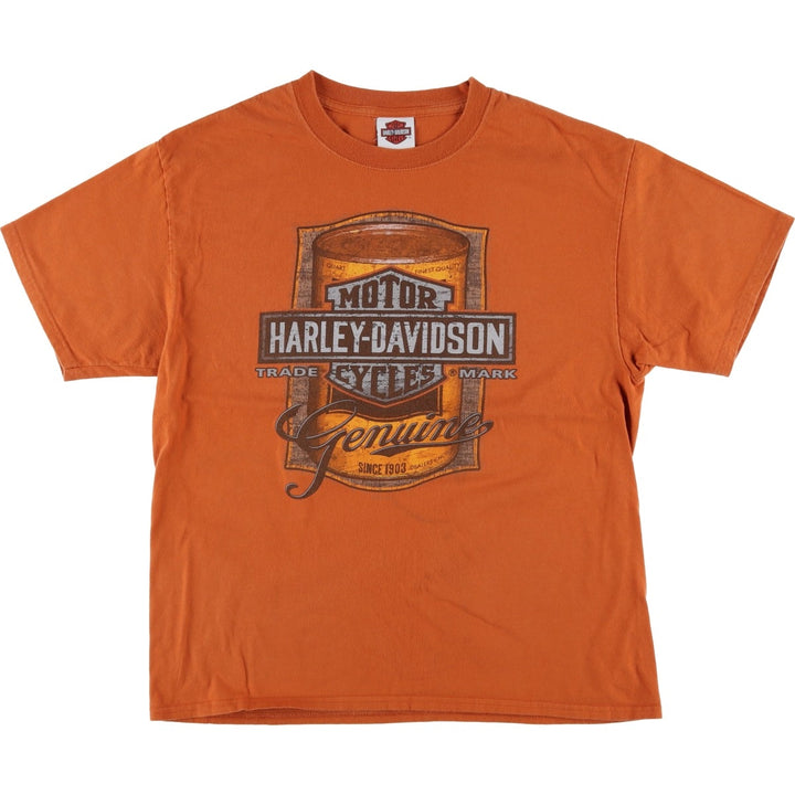 Harley-Davidson Motorcycle Bike T-shirt, Men's Size L cotton orange type Vintage Second Hand