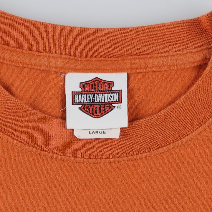 Harley-Davidson Motorcycle Bike T-shirt, Men's Size L cotton orange type Vintage Second Hand