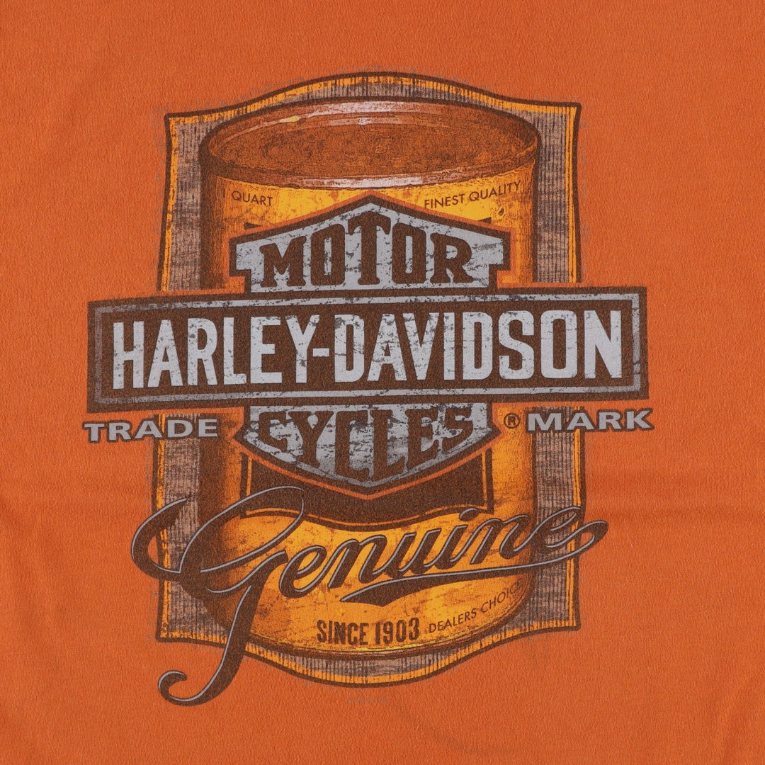 Harley-Davidson Motorcycle Bike T-shirt, Men's Size L cotton orange type Vintage Second Hand