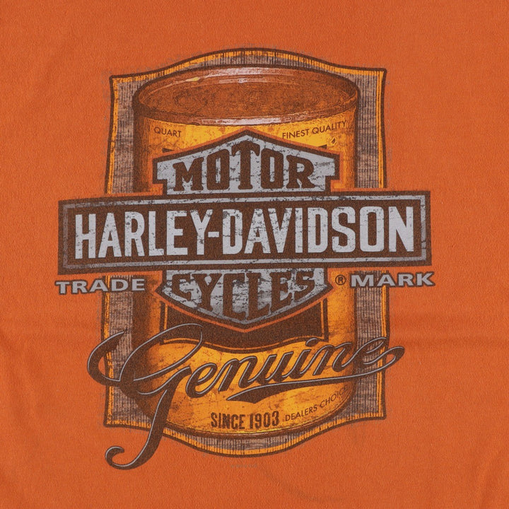 Harley-Davidson Motorcycle Bike T-shirt, Men's Size L cotton orange type Vintage Second Hand