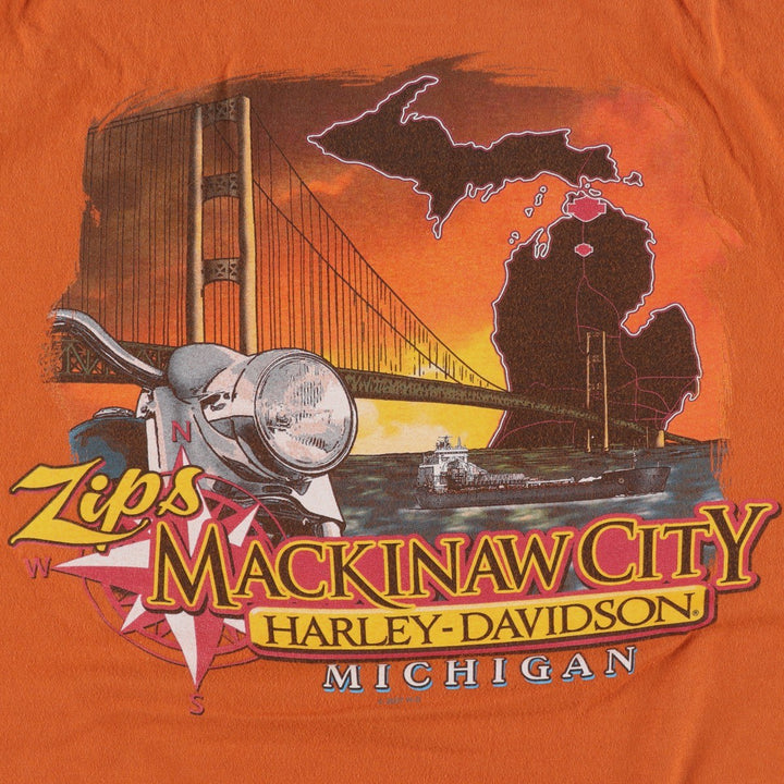 Harley-Davidson Motorcycle Bike T-shirt, Men's Size L cotton orange type Vintage Second Hand