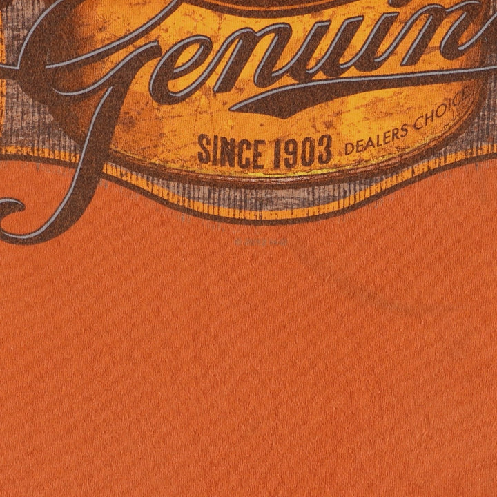 Harley-Davidson Motorcycle Bike T-shirt, Men's Size L cotton orange type Vintage Second Hand