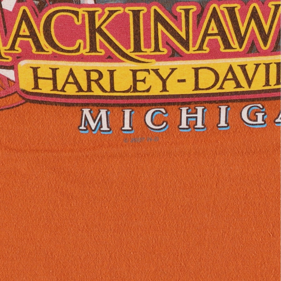 Harley-Davidson Motorcycle Bike T-shirt, Men's Size L cotton orange type Vintage Second Hand