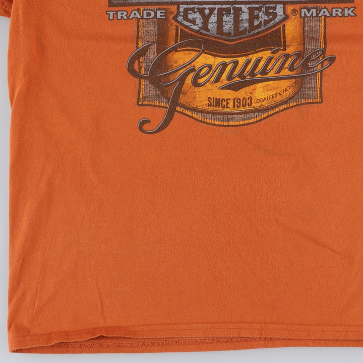 Harley-Davidson Motorcycle Bike T-shirt, Men's Size L cotton orange type Vintage Second Hand