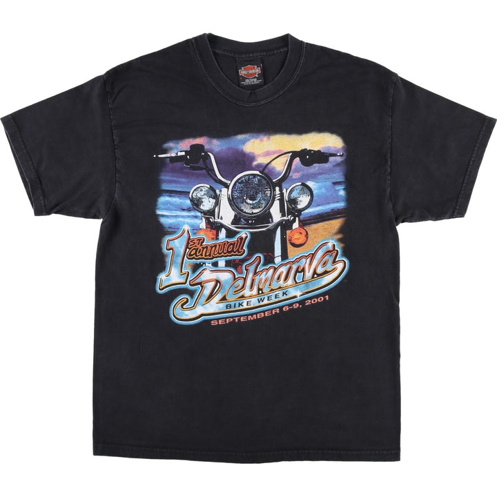 Harley-Davidson Motorcycle T-Shirt, Made in USA, Size L (Men's L equivalent) cotton black type Vintage Second Hand