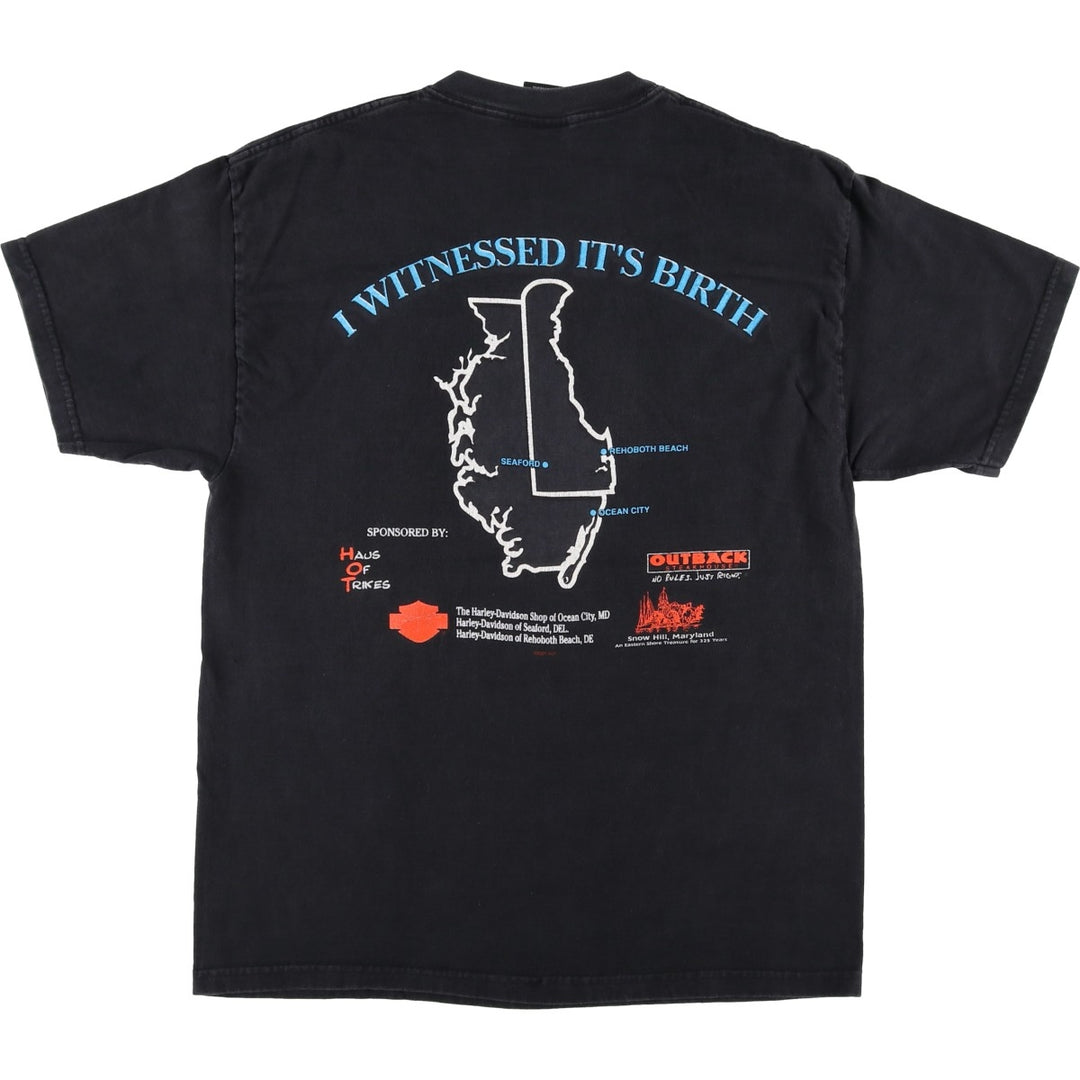 Harley-Davidson Motorcycle T-Shirt, Made in USA, Size L (Men's L equivalent) cotton black type Vintage Second Hand