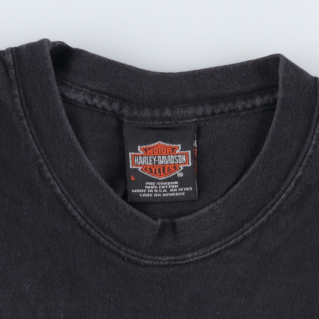 Harley-Davidson Motorcycle T-Shirt, Made in USA, Size L (Men's L equivalent) cotton black type Vintage Second Hand