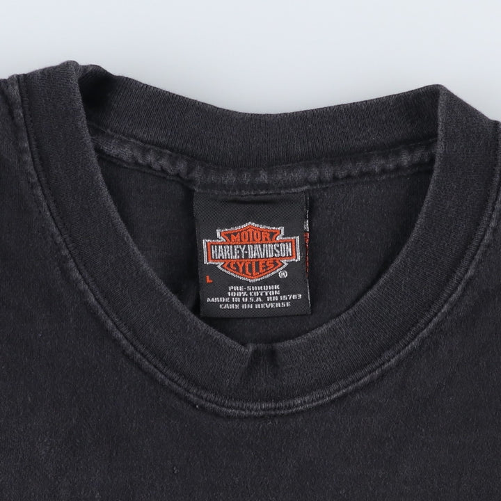 Harley-Davidson Motorcycle T-Shirt, Made in USA, Size L (Men's L equivalent) cotton black type Vintage Second Hand