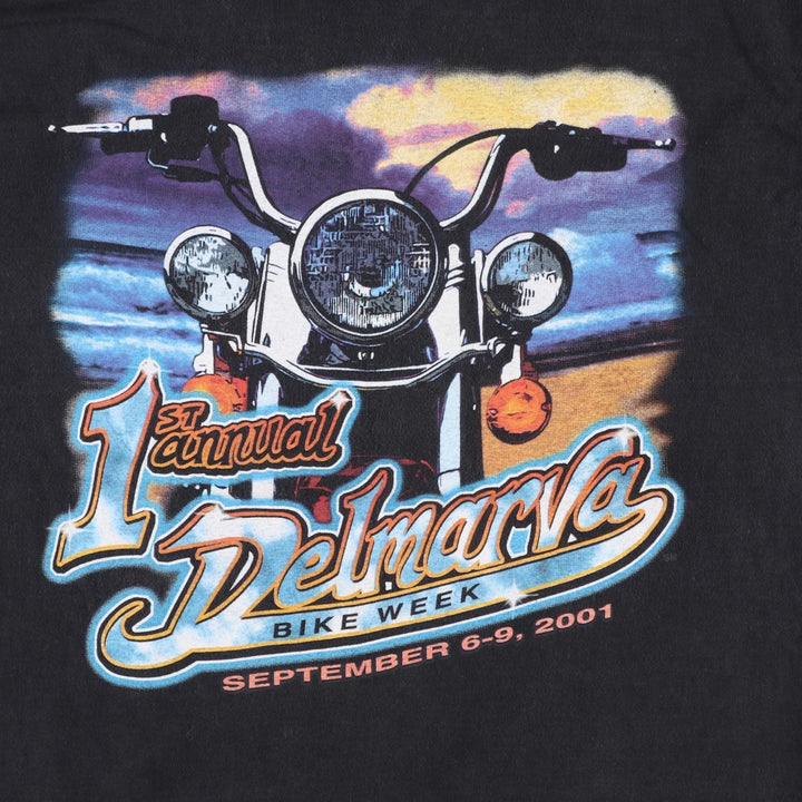 Harley-Davidson Motorcycle T-Shirt, Made in USA, Size L (Men's L equivalent) cotton black type Vintage Second Hand