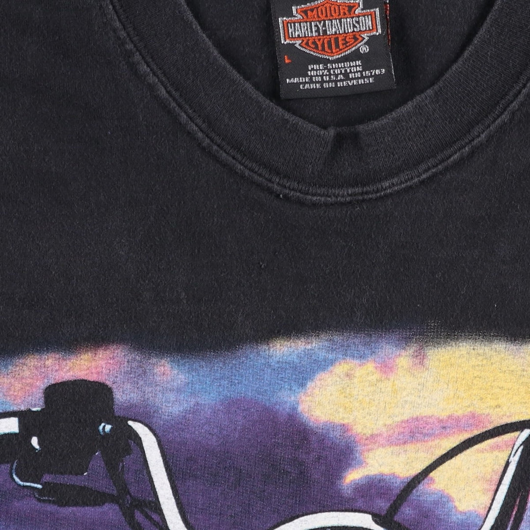 Harley-Davidson Motorcycle T-Shirt, Made in USA, Size L (Men's L equivalent) cotton black type Vintage Second Hand