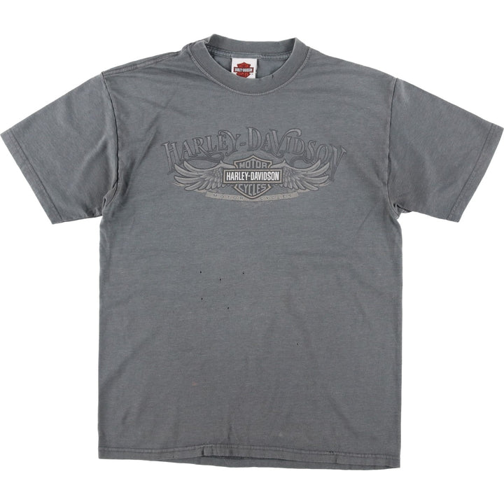 Harley-Davidson Motorcycle Bike T-shirt Made in USA Men's M size cotton gray type Vintage Second Hand