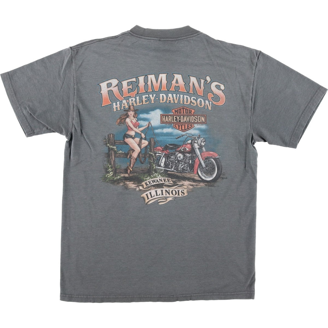 Harley-Davidson Motorcycle Bike T-shirt Made in USA Men's M size cotton gray type Vintage Second Hand