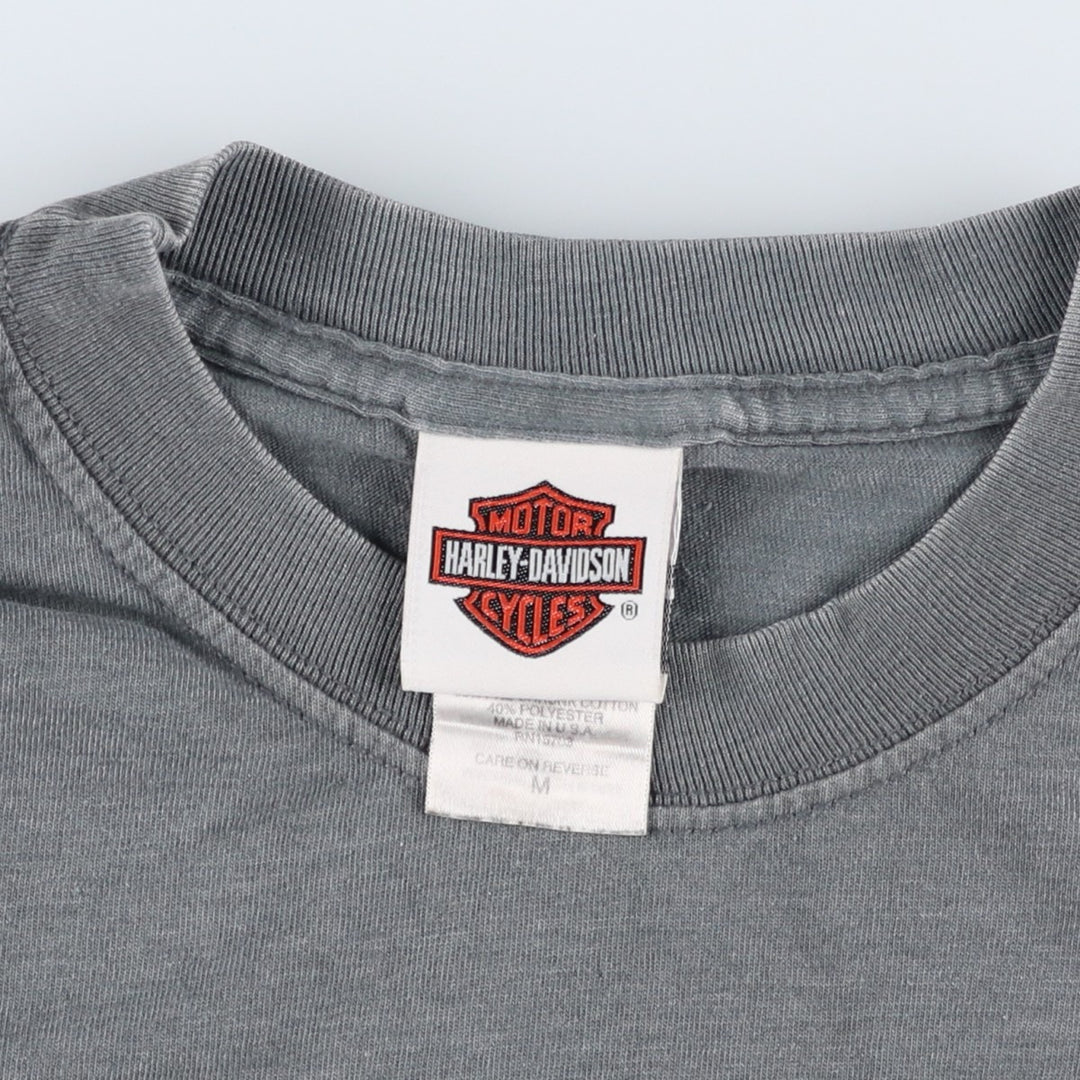 Harley-Davidson Motorcycle Bike T-shirt Made in USA Men's M size cotton gray type Vintage Second Hand