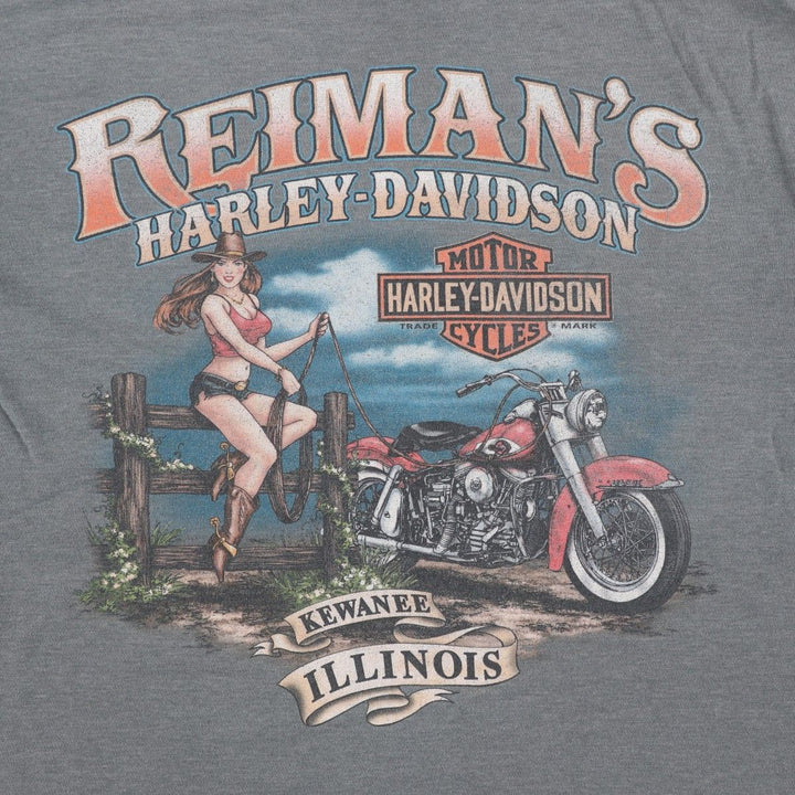 Harley-Davidson Motorcycle Bike T-shirt Made in USA Men's M size cotton gray type Vintage Second Hand