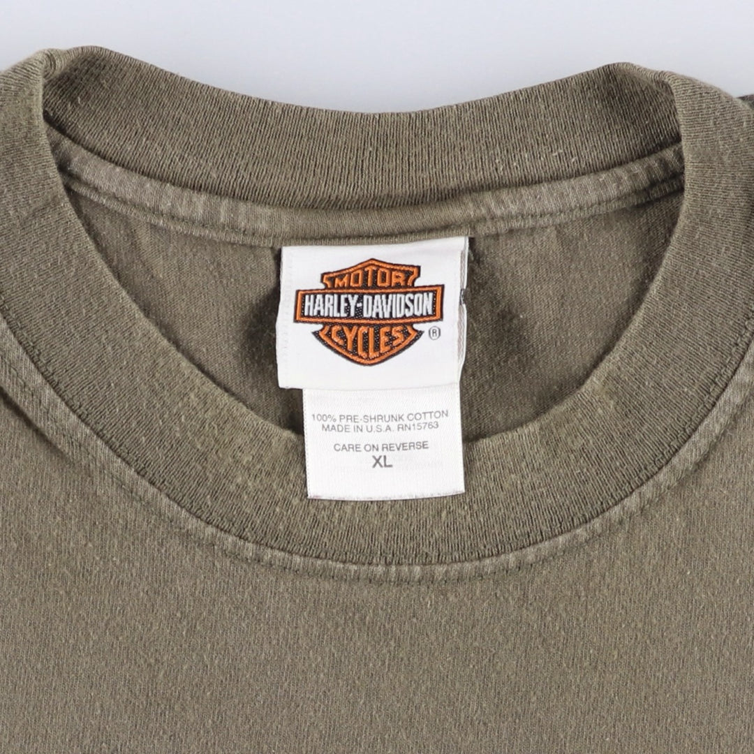 2000'S Harley-Davidson Eagle Pattern Sleeveless Motorcycle T-Shirt, Made in USA, Men's Size XL (approx.) cotton Khaki type Vintage Second Hand