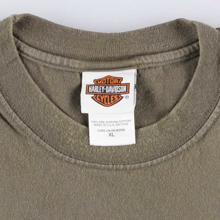 2000'S Harley-Davidson Eagle Pattern Sleeveless Motorcycle T-Shirt, Made in USA, Men's Size XL (approx.) cotton Khaki type Vintage Second Hand